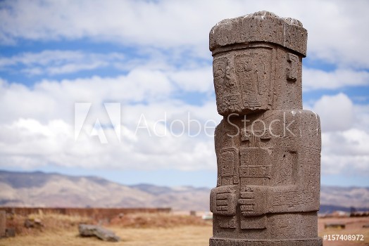Picture of Statue on Kalasasaya temple in Tiwanaku Bolivia